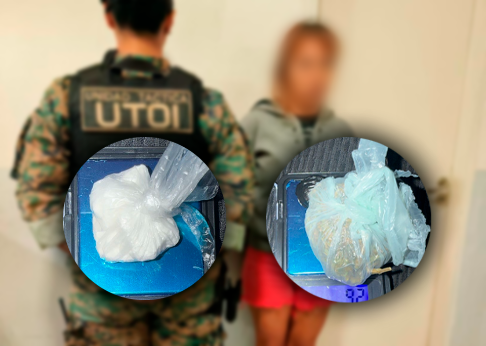 La UTOI aprehendió a una mujer de 24 años con cocaína y una sustancia símil a la marihuana para presunta venta