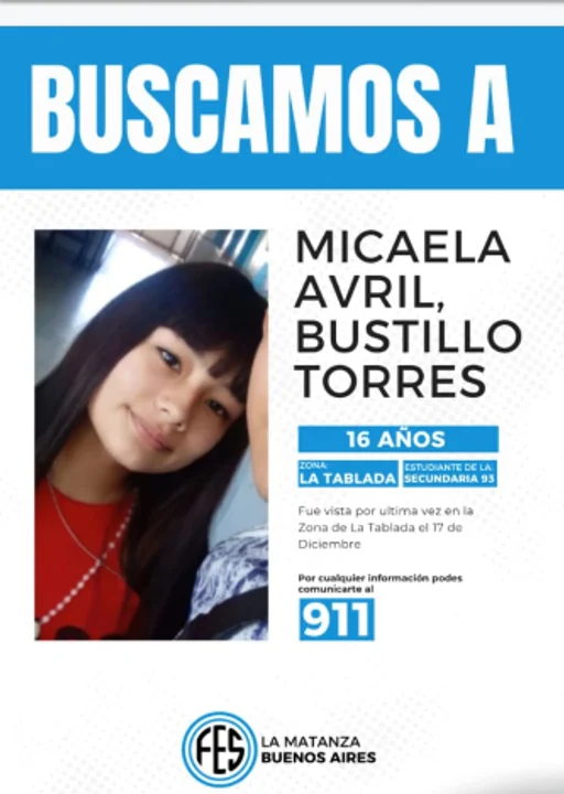 adolescente desaparecida la tablada micaela avril bustillo torres
