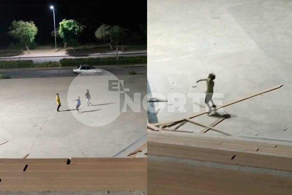 Destrozos en la Costanera Alta: registraron a un grupo de menores rompiendo asientos del Anfiteatro